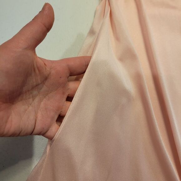 Flair 60s Vintage Nylon Light Pink Robe Knee Length Flutter Sleeves - Picture 8 of 11